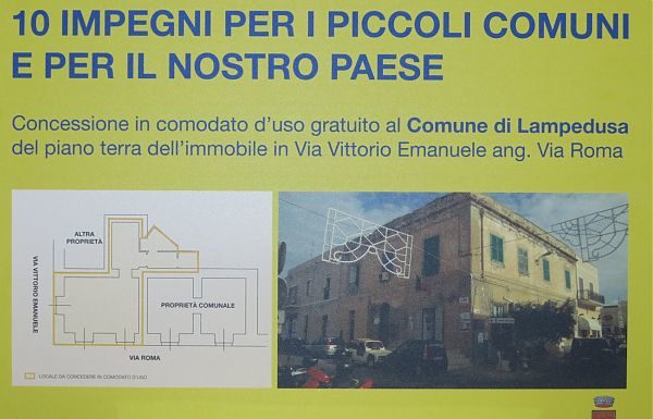 DA POSTE ITALIANE IMMOBILE IN COMODATO D’USO AL COMUNE DI LAMPEDUSA
