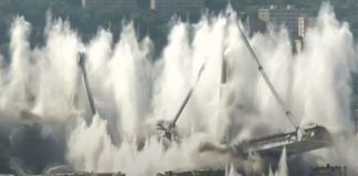 GENOVA, DEMOLITO MONCONE DEL PONTE MORANDI