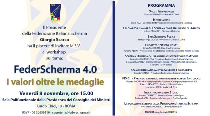 VENERDI’ A ROMA WORKSHOP “FEDERSCHERMA 4.0”