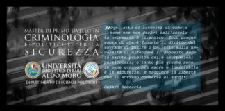 CRIMINOLOGIA E POLITICHE PER LA SICUREZZA, MASTER DI UNIBA