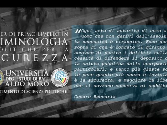 CRIMINOLOGIA E POLITICHE PER LA SICUREZZA, MASTER DI UNIBA