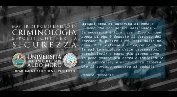 CRIMINOLOGIA E POLITICHE PER LA SICUREZZA, MASTER DI UNIBA