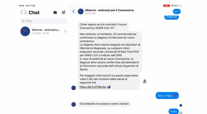 Coronavirus, un chatbot contro le fake news