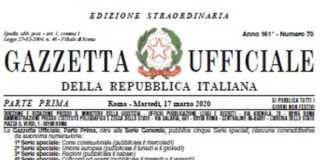 Dl Cura Italia in Gazzetta Ufficiale, e’ in vigore