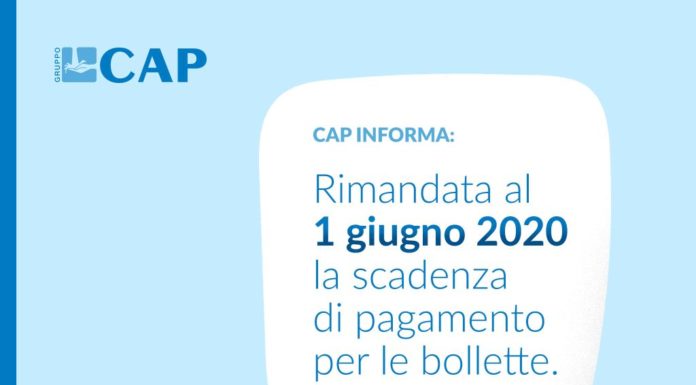 Milano, scadenza bollette CAP nella citta’ metropolitana slitta a giugno