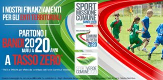 Credito Sportivo e Anci insieme per finanziamenti a tasso zero
