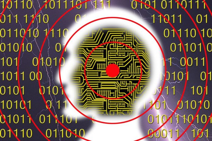 CODICE BINARIO CERVELLO UOMO CIRCUITO STAMPATO