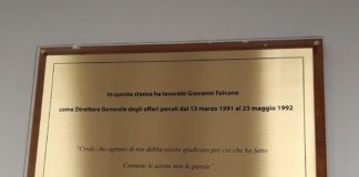 Targa intitolata a Falcone al Ministero della Giustizia