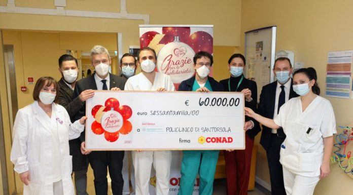 Conad Nord Ovest, 60mila euro al Policlinico Sant’Orsola di Bologna