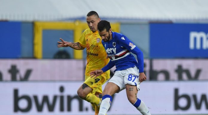 Samp-Cagliari finisce pari, Nainggolan sigla il 2-2 al 96′