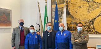 Neo pesista italiano Reyes al Coni per un saluto ufficiale