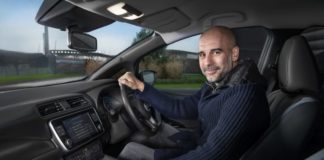 Guardiola al volante di Nissan Leaf per futuro sostenibile