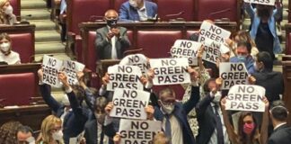 Bagarre sul Green pass alla Camera, seduta sospesa dopo protesta Fdi