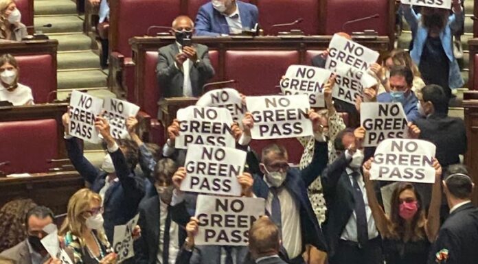Bagarre sul Green pass alla Camera, seduta sospesa dopo protesta Fdi