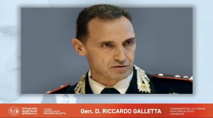 Unipa, laurea honoris causa a generale dell’Arma Riccardo Galletta