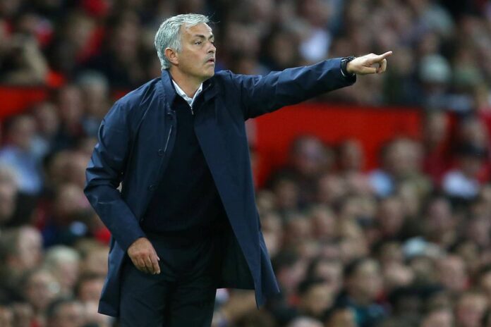 Jose Mourinho manager of Manchester United ManU during the Premier League match at the Old Trafford