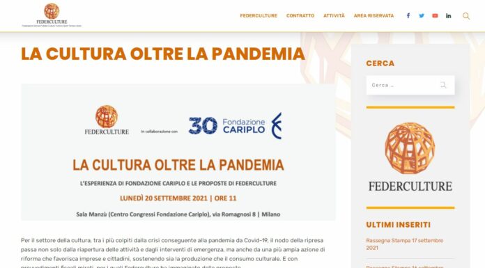 La cultura in crisi per il Covid, le proposte fiscali di Federculture