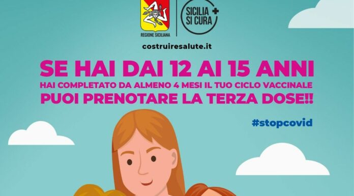 Vaccino, in Sicilia al via campagna “booster” per 12-15enni
