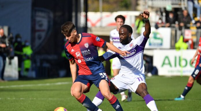 Cagliari-Fiorentina 1-1, sardi raggiunti dai viola in dieci