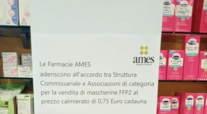 Nelle farmacie comunali di Venezia mascherine Ffp2 al prezzo di 0,75 euro