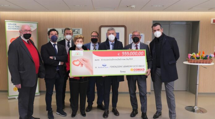 Conad dona 333 mila euro all’Ospedale Bambino Gesù di Roma