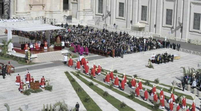 Papa Francesco in Piazza San Pietro per messa della Domenica delle Palme