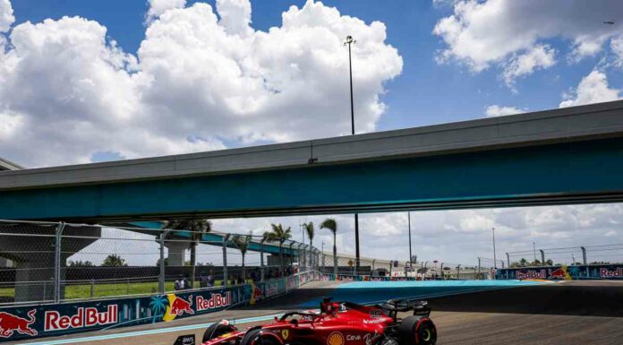 Prima fila Ferrari a Miami: pole Leclerc davanti a Sainz