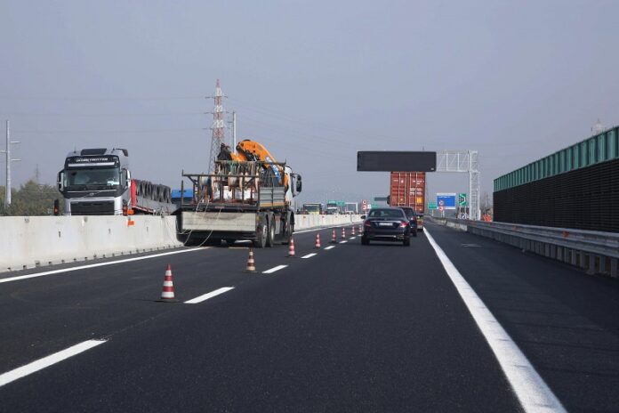 Foto Archivio del Cantiere per i lavori del raccordo autostradale tra la brebemi e l'Autostrada A4, Milano Venezia, all'uscita Travagliato che oggi verrà inaugurato