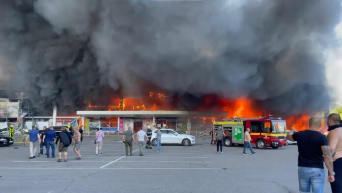 Shocking Scenes As Russian Missile Strikes Shopping Centre In Kremenchuk