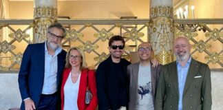 Presidente Bonaccini sul set ferrarese del nuovo film di Siani