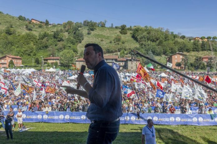 Milano. Pontida 2022 Matteo Salvini e persone da tutte le regioni leghiste
