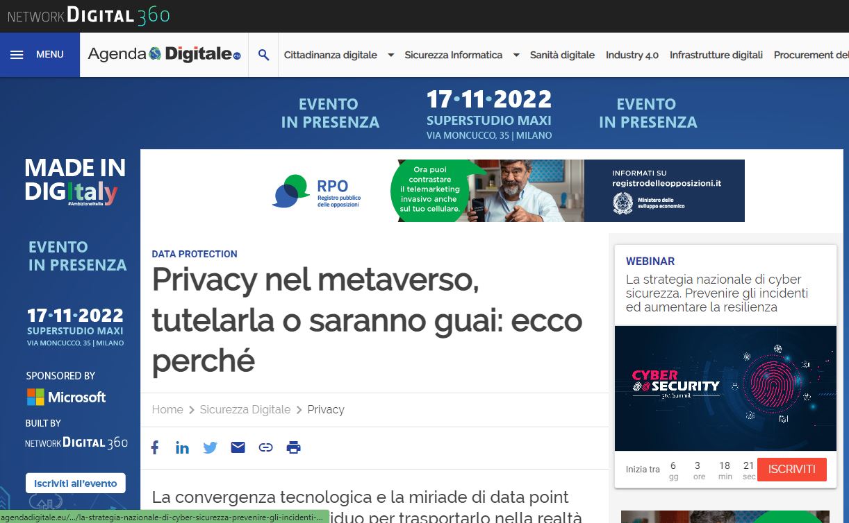 Metaverso e tutela della privacy, le norme in Ue, Cina e Usa