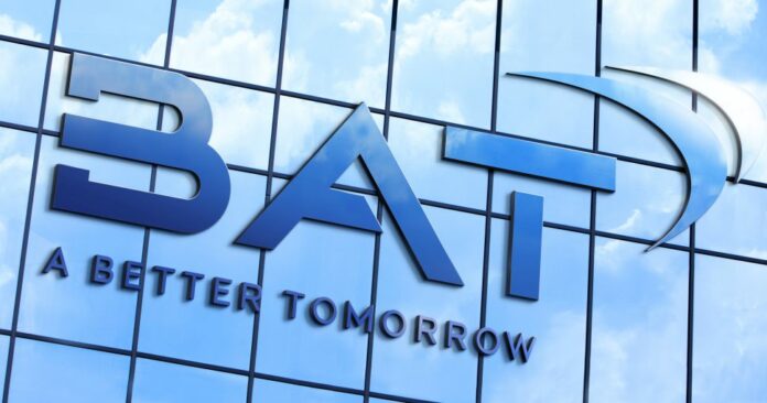 BAT logo on generic office building glass frontage (350 dpi)
