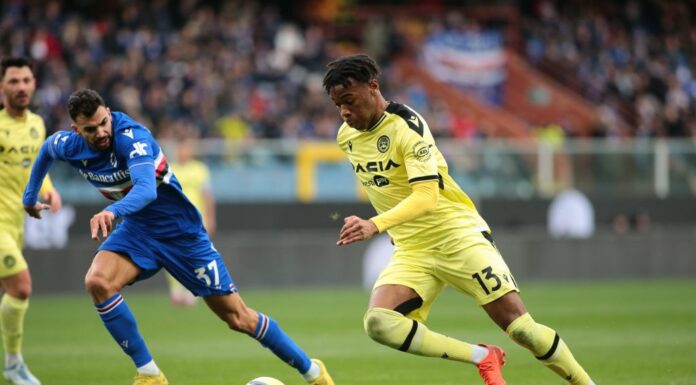 Sampdoria-Udinese 0-1, decide Ehizibue nel finale