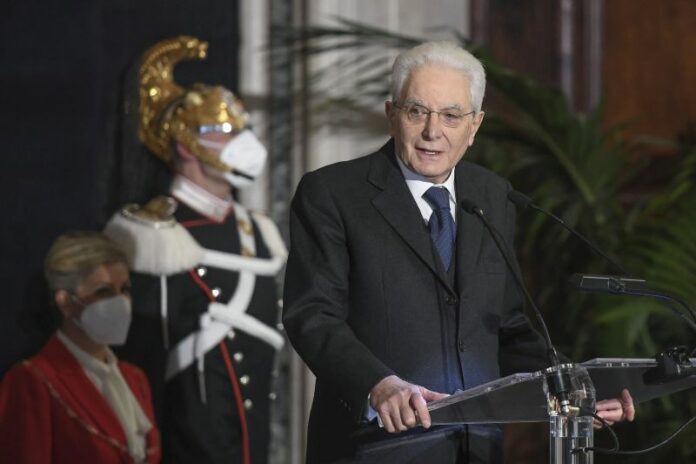Elezione del Presidente della Repubblica discorso del Presidente alla alte cariche dello stato nel salone dei corazzieri al Quirinale
