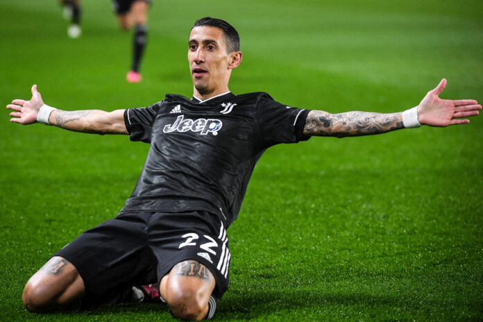 February 23, 2023, Nantes, France, France: Angel DI MARIA of Juventus celebrates his goal during the UEFA Europa League