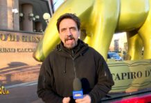Tapiro gigante di Striscia al Pm nel processo plusvalenze Juventus