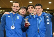 Gli azzurri della sciabola argento a squadre a Padova