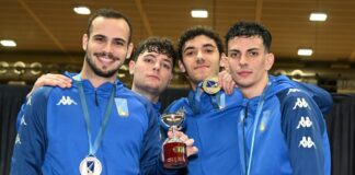 Gli azzurri della sciabola argento a squadre a Padova