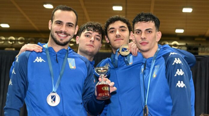 Gli azzurri della sciabola argento a squadre a Padova