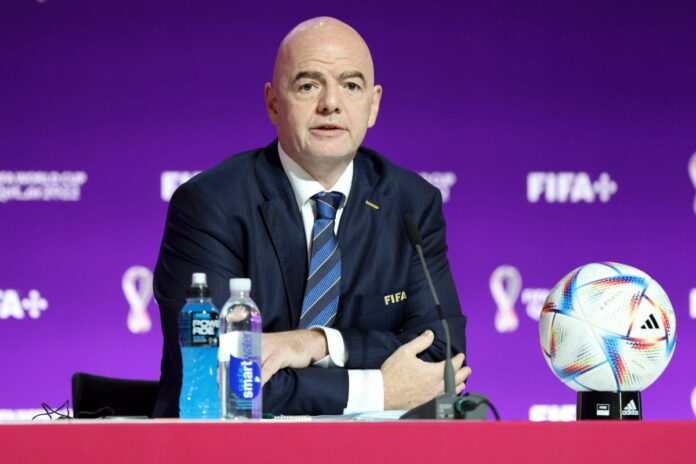 DOHA 19.11.2022 MISTRZOSTWA SWIATA W PILCE NOZNEJ 2022 KONFERENCJA PRASOWA PREZYDENTA FIFA --- 2022 FIFA World Cup, WM,