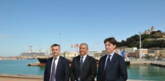 Bignami e Rixi al Polo Intermodale con Acquaroli “Marche centrali nell’Adriatico per i traffici verso est”