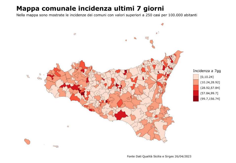 Covid, in Sicilia -5% di nuovi casi nell’ultima settimana