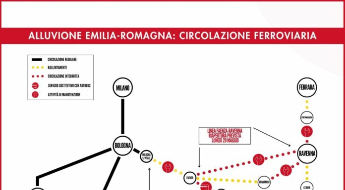 Alluvione, verso la riapertura il 29/5 della linea Bologna-Rimini