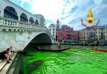 Chiazza verde a Venezia, Polizia “Un tracciante, nessuna rivendicazione”
