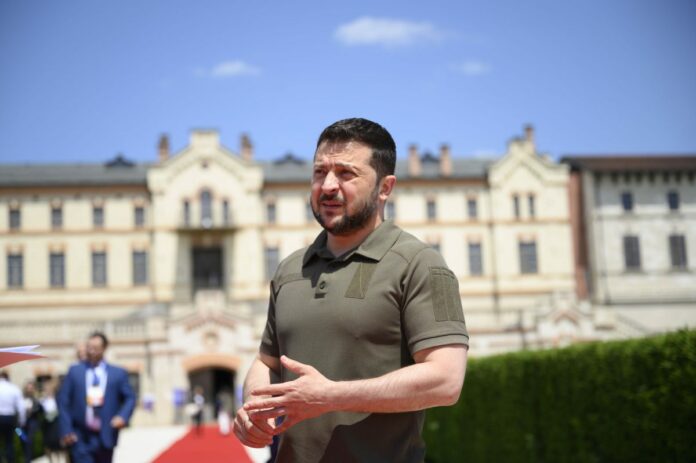 Moldova, Bulboaca: The European Council President Charles Michel and Volodymyr Zelensky, president of Ukraine