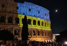 Acea e Roma Capitale illuminano il Colosseo con colori bandiera dell’Ucraina