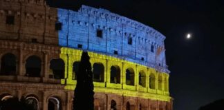 Acea e Roma Capitale illuminano il Colosseo con colori bandiera dell’Ucraina