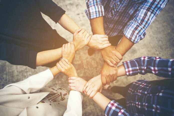 Business Cooperation concept, vintage filter image