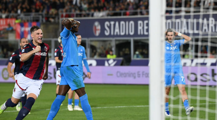 Osimhen sbaglia il rigore, al Dall’Ara Bologna-Napoli 0-0
